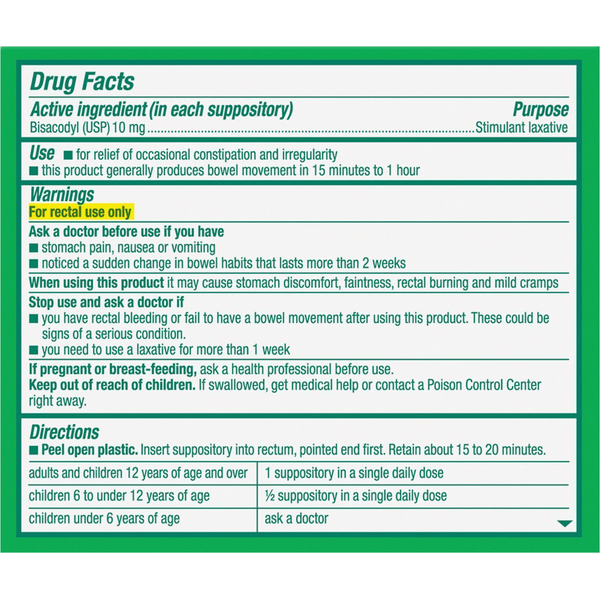 Dulcolax Comfort-Shaped Laxative Suppositories, 10 mg