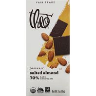 Theo Chocolat Noir Bio avec Amandes Salées, 70%