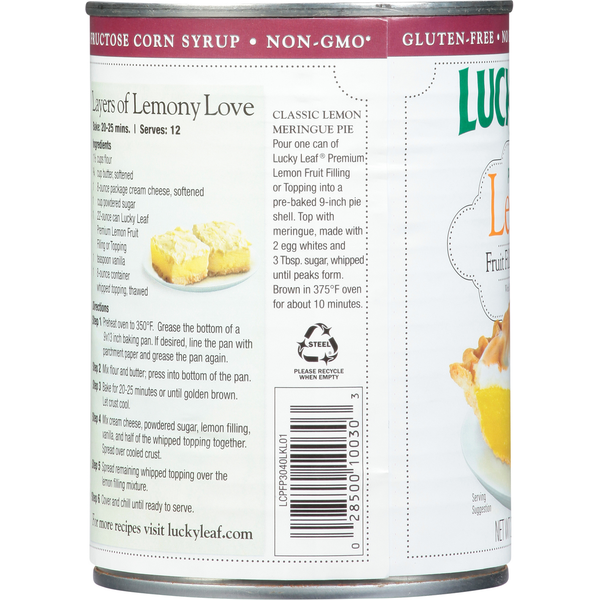 Relleno o cobertura de fruta de limón premium Lucky Leaf
