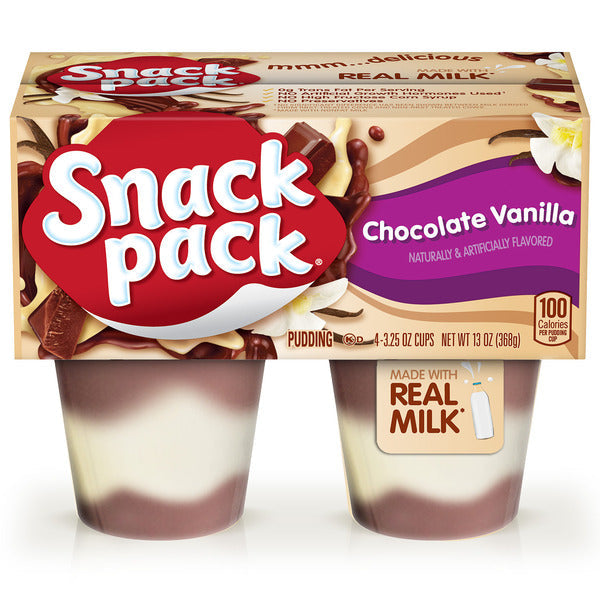 Pudding au chocolat et à la vanille Snack Pack