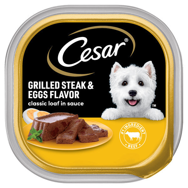 Cesar Loaf in Sauce Adult Wet Dog Food - Grilled Steak & Eggs Flavor