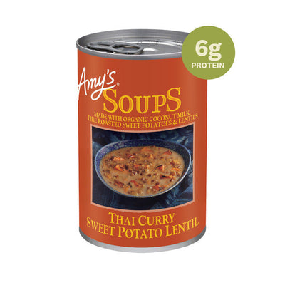 Soupe de lentilles et patates douces au curry thaï d'Amy's Kitchen