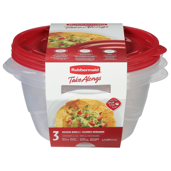 Conteneurs de stockage alimentaire moyens Rubbermaid avec couvercles, 6,2 tasses