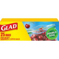Sacs en plastique de rangement alimentaire Glad avec fermeture éclair, quart