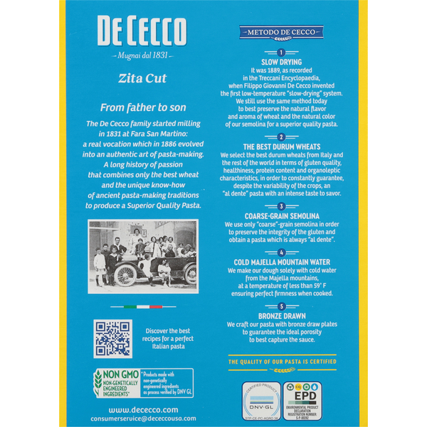 Pasta De Cecco Zita Cortada, No. 118 - Calidad Premium