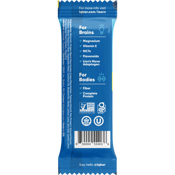 IQBAR Barrita de Proteína de Limón y Arándano - Keto y Vegana