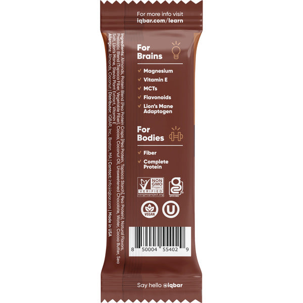 Barras de Proteína Vegetal IQBAR - Sabor Chocolate con Sal Marina