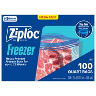 Bolsas de Almacenamiento para Congelador Ziploc de Cuarto con Diseño de Apertura Continua