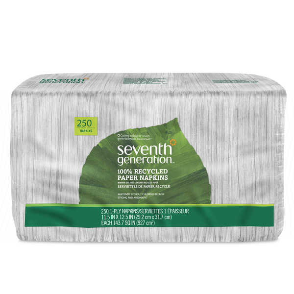 Serviettes en papier 100 % recyclées Seventh Generation - Blanches