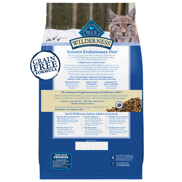 Blue Buffalo Wilderness Nourriture Sèche Haute Protéine pour Chats d'Intérieur - Poulet
