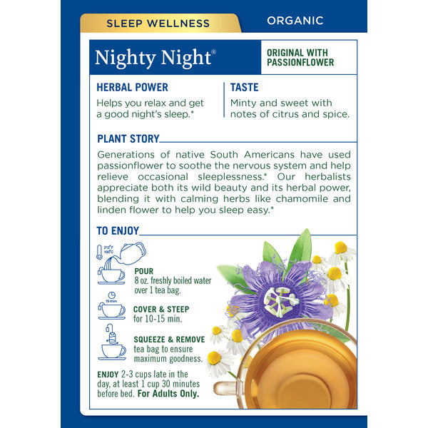 Té de hierbas orgánico Nighty Night de Traditional Medicinals