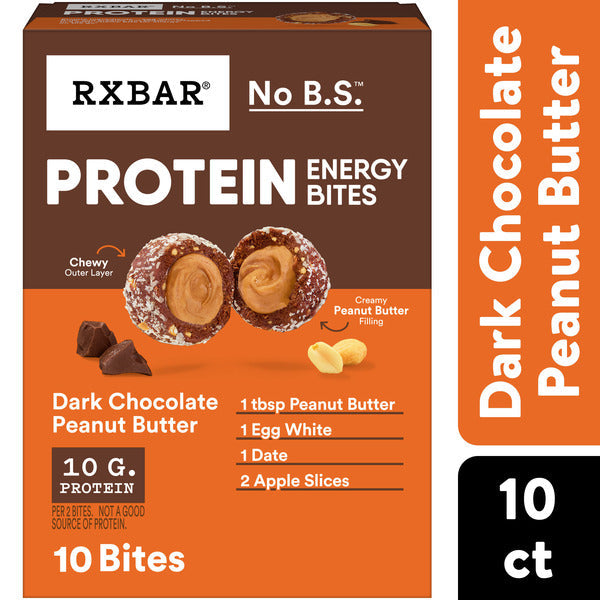 RXBAR Bouchées Énergétiques Protéinées - Chocolat Noir Beurre de Cacahuète, 10 Comptes