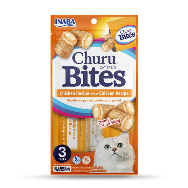 INABA Bites para Gatos, Receta de Pollo - Golosinas Suaves y Masticables