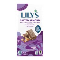 Barre de chocolat au lait d'amande salé de LILY'S - Sans sucre ajouté, 3 oz