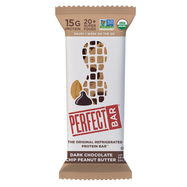 Barra de Proteína Perfect Bar de Chocolate Oscuro con Chips de Mantequilla de Maní - Sin Gluten