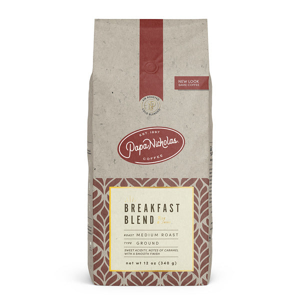 Mélange de petit-déjeuner Papanicholas Coffee, café moulu à torréfaction moyenne