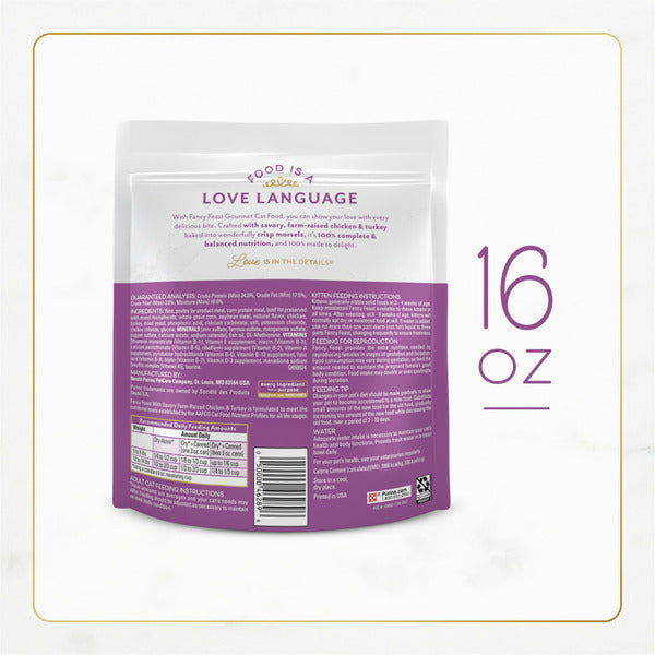 Purina Fancy Feast Comida Seca para Gatos con Pollo y Pavo Sabroso