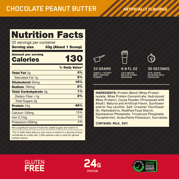 Optimum Nutrition Gold Standard 100% Whey Protein - Chocolat Beurre de Cacahuète