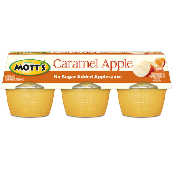 Compote de pommes au caramel sans sucre ajouté Mott's, 6 unités