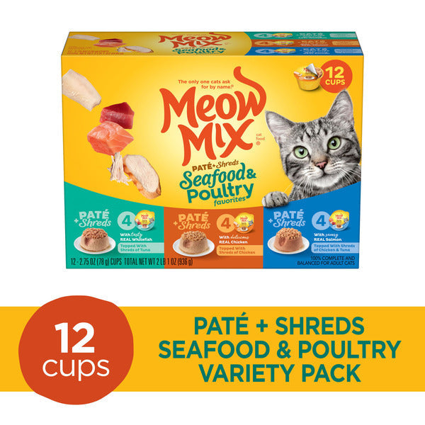 Meow Mix Pate & Shreds Seafood & Poultry Variety Wet Cat Food