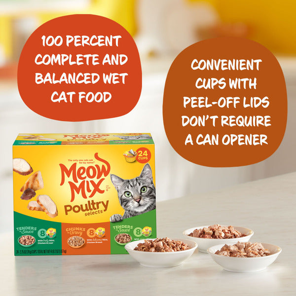 Sélections de volaille Meow Mix, nourriture humide pour chat