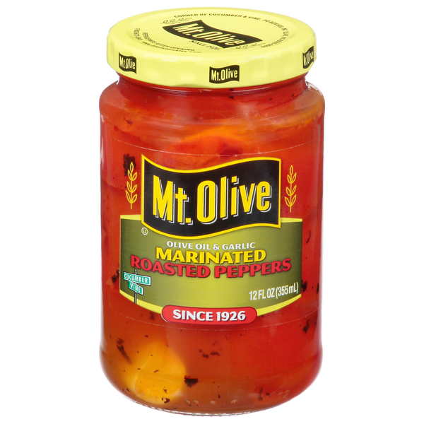 Pimientos Asados Marinados Mt. Olive con Aceite de Oliva y Ajo