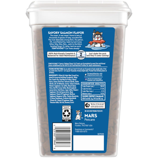 TEMPTATIONS Friandises Classiques Croquantes et Moelleuses pour Chats - Saveur Saumon Savoureux