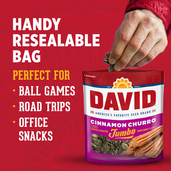 DAVID Cinnamon Churro Flavored Jumbo Sunflower Seeds