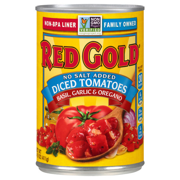 Red Gold No Salt Added Diced Tomatoes with Basil, Garlic & Oregano
