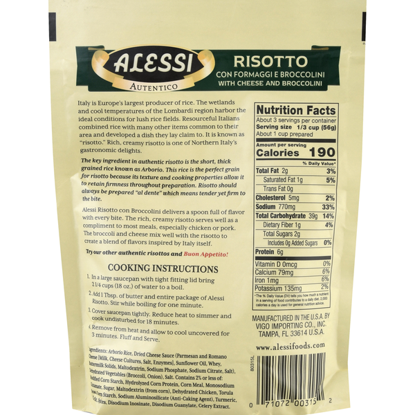 Alessi Premium Risotto with Cheese and Broccolini