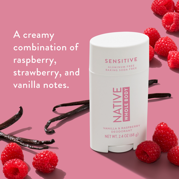 Déodorant corporel sensible à la vanille et à la framboise Native