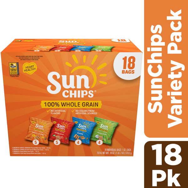 Paquet de Variété de Snacks de Grains Entiers Sun Chips