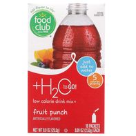 Food Club +h2o To Go! Punch de Fruits Boisson Faible en Calories