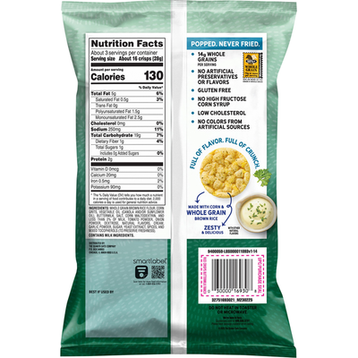Croustillants de riz au goût ranch de lait de beurre Quaker