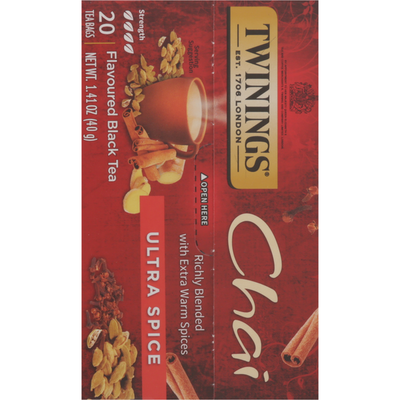Té Negro Aromatizado Twinings, Chai, Ultra Especias, Bolsitas de Té
