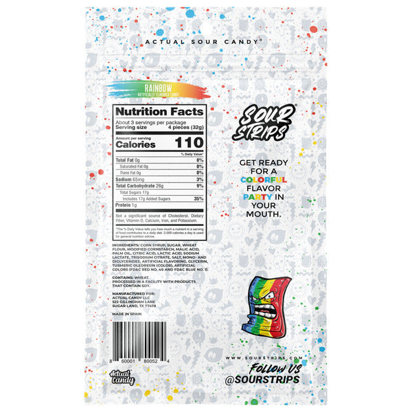 SOUR STRIPS Bonbons Chewy Saveur Arc-en-Ciel - 3.4 oz