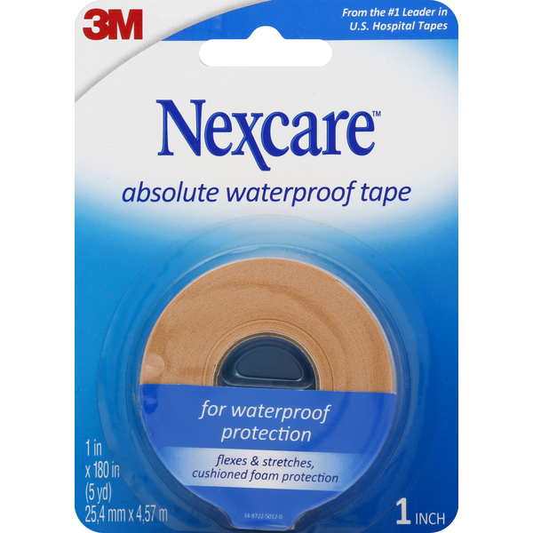 Ruban adhésif hospitalier Nexcare - Rembourré, étanche, 1 pouce