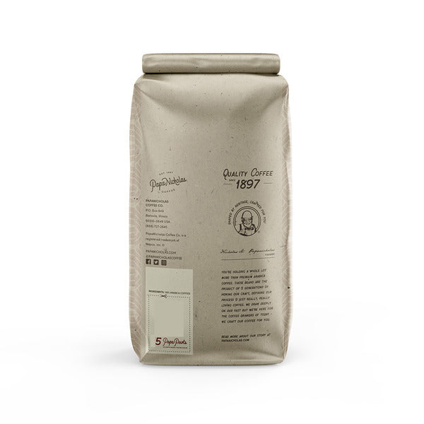 Café moulu de mélange cinq étoiles PapaNicholas, torréfaction moyenne