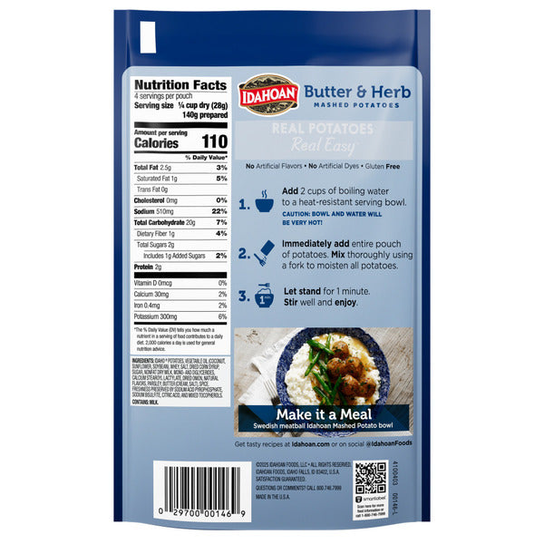 Purée de pommes de terre au beurre et aux herbes Idahoan®