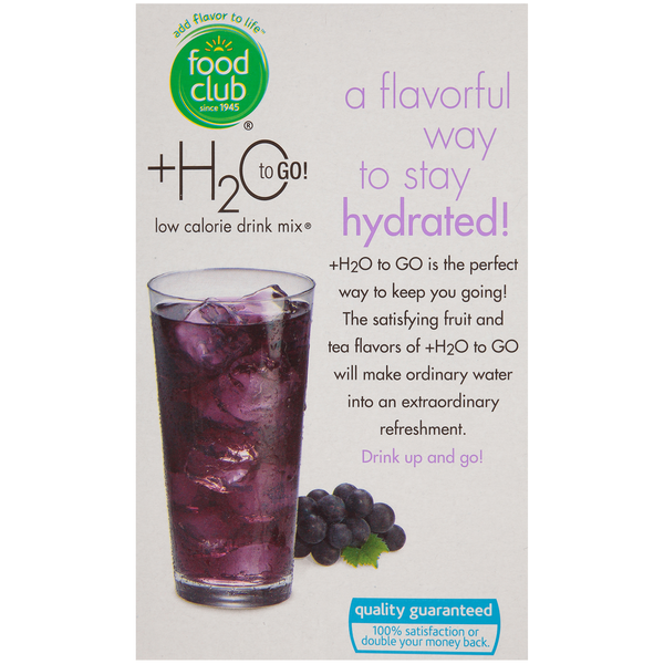 Food Club +H2O To Go! Grape Low Calorie Drink Mix