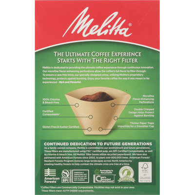 Filtros de café en cono marrón natural Melitta Super Premium