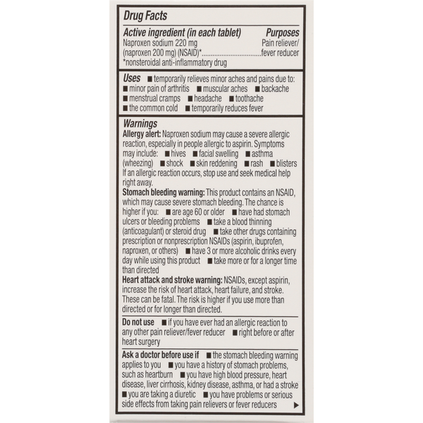 TopCare All Day Pain Relief Tablets, 220 mg