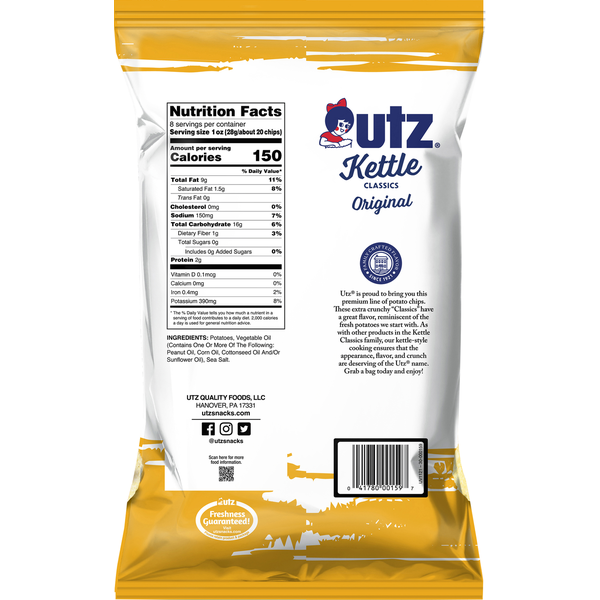 Utz Kettle Cooked Potato Chips - 8oz Bag
