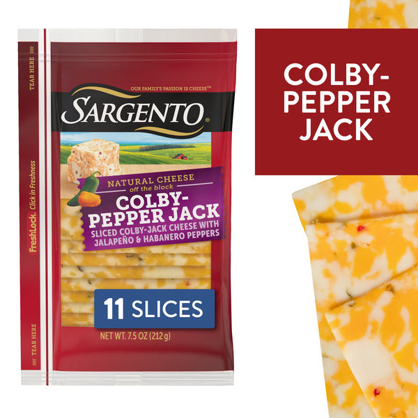 Queso Sargento Natural Colby-Pepper Jack en Rodajas, 11 Rodajas
