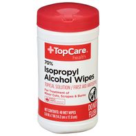 Toallitas Antisépticas TopCare con 70% de Alcohol Isopropílico