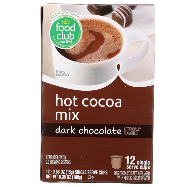Food Club Mezcla de Chocolate Caliente con Sabor a Chocolate Oscuro en Tazas de Servicio Individual