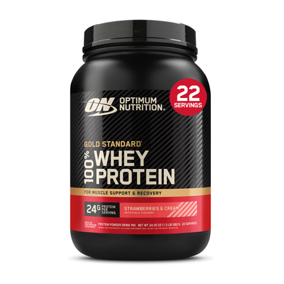 Optimum Nutrition Gold Standard Whey - Fresa y Crema, 1.5 Lb Tubo