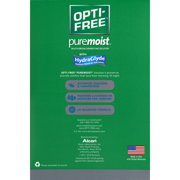 Solución desinfectante multiusos OPTI-FREE, Puremoist, paquete doble