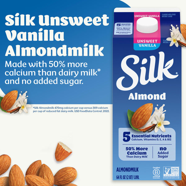 Lait d'amande vanille non sucré Silk - Sans produits laitiers et crémeux