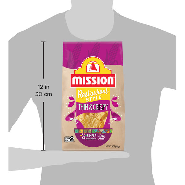 Chips de tortilla en maïs jaune fins et croustillants Mission - Sac de 9 onces